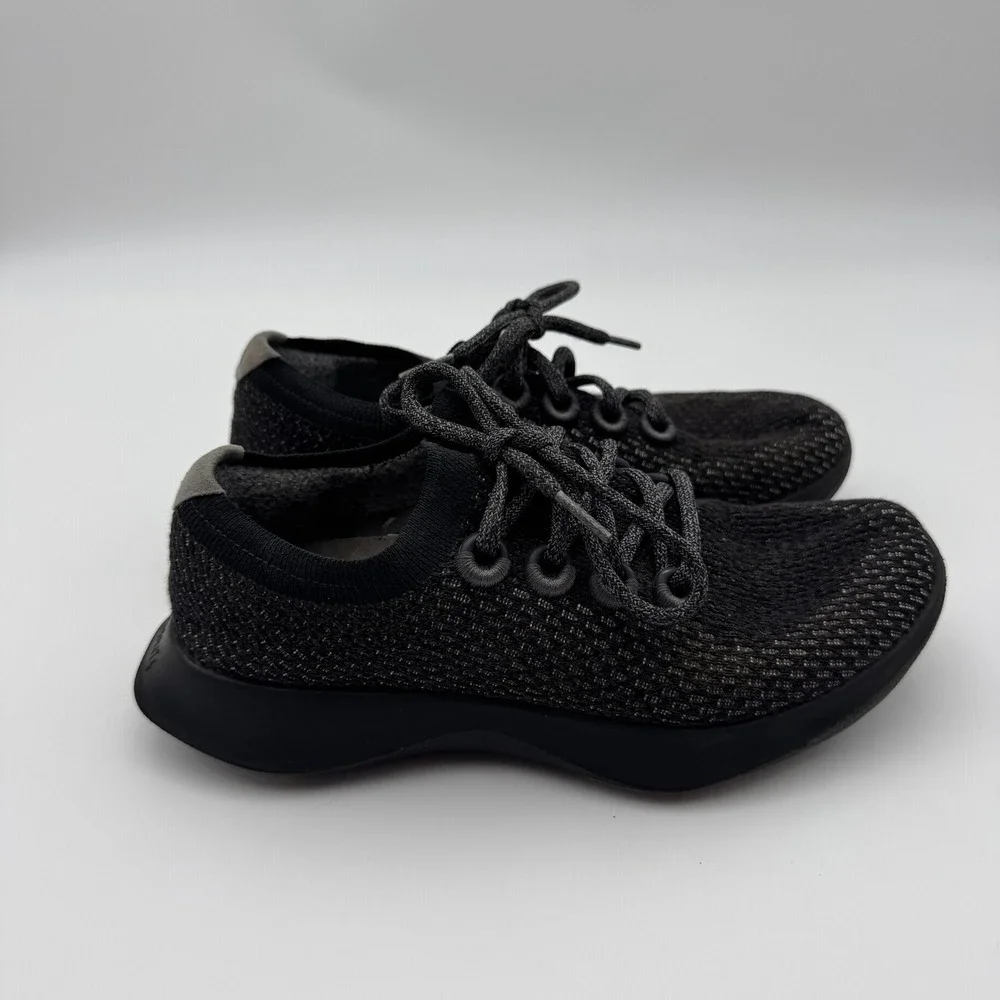 Allbirds Tree Dashers Womens 7.5 Black Grey Knit Running Shoes Walking Sneakers